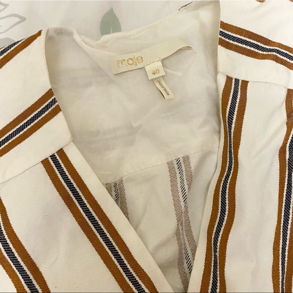 Maje Pieni wrap-effect striped twill jumpsuit - Size 40/US 8 - Picture 10 of 14